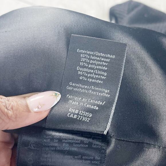 Mackage Wool and Leather Button Down Black Coat‎ Jacket Size Large - Picture 5 of 6